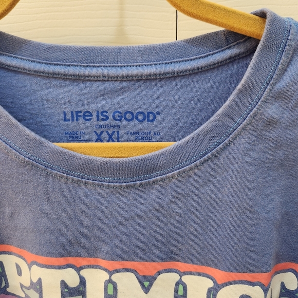 Life is Good Women's XXL Cropped Crusher T Shirt " Optimist " Blue - Picture 3 of 9